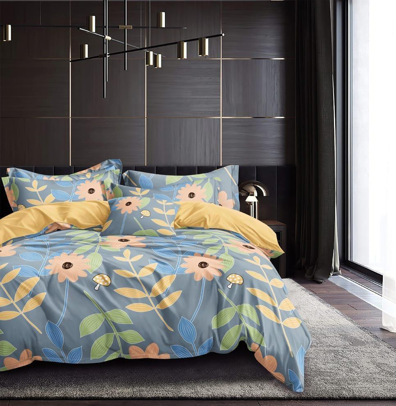 UPNEJA V HANDLOOM UpharPolycotton Printed Double Bedsheet with two pillow cover ( 90"X100" Gift Pack)